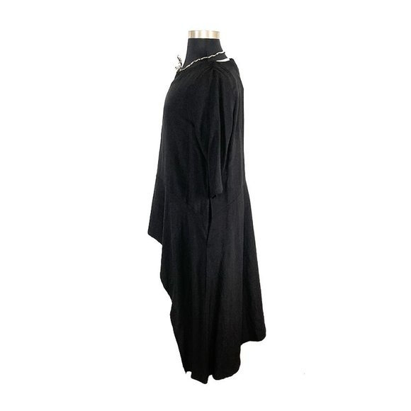 Niche Nilgun Derman XL Black Linen Tunic Top High Low Long Art To Wear Lagenlook - Picture 6 of 8